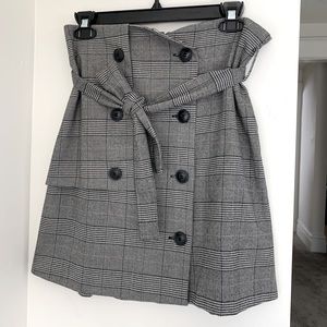 Zara Plaid Trench Mini Skirt